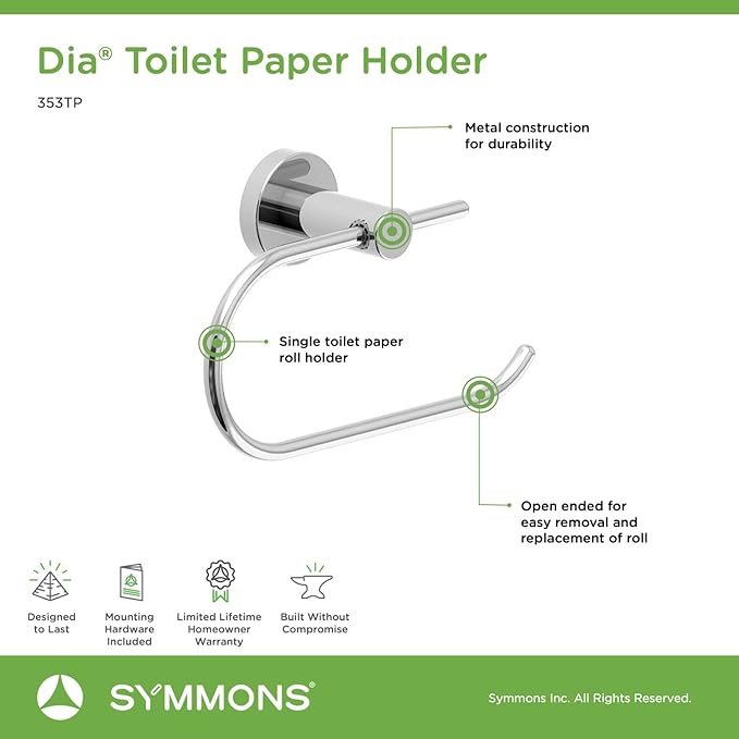 Symmons 353TP Dia Wall-Mounted Toilet Paper Holder in Polished Chrome