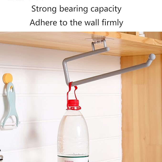 Paper Towel Holder Toilet Dispenser Multi-Purpose Hanger for Towels Bathrobes Wrap Punch-Free Towel Rack Wall Mounted Bathroom Kitchen Freestanding