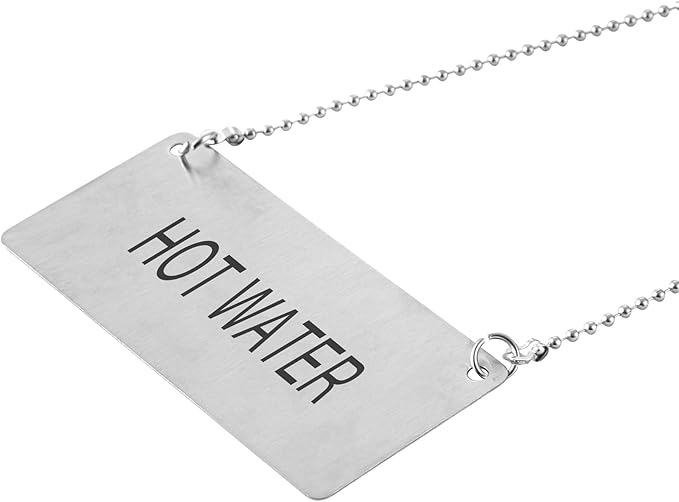 Restaurantware 26 Inches Chafer Urn Chain and 3.5 x 1.6 Inch "Hot Water" Label - 12 Count - Met Lux Stainless Steel Chafing Dish Accessory, Durable, Easy to Use - Label for Catering, Buffet