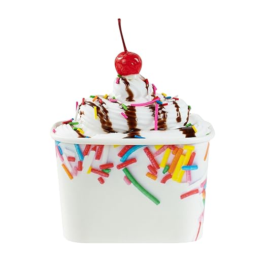 Coppetta 12 Ounce Dessert Cups, 50 Greaseproof Ice Cream Cups - Lids Sold Separately, For Hot And Cold Foods, White Paper Yogurt Bowls, Festive Sprinkle Design, Disposable, Sturdy- Restaurantware