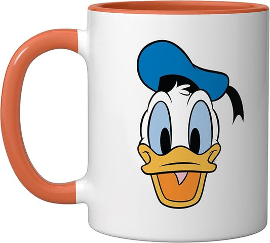 Disney Donald Duck Three Caballeros Trip Matching Big Face Ceramic Mug, Orange/White