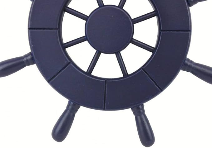Hampton Nautical Wheel-9-104 Decorative Ship Wheel, 9", Dark Blue
