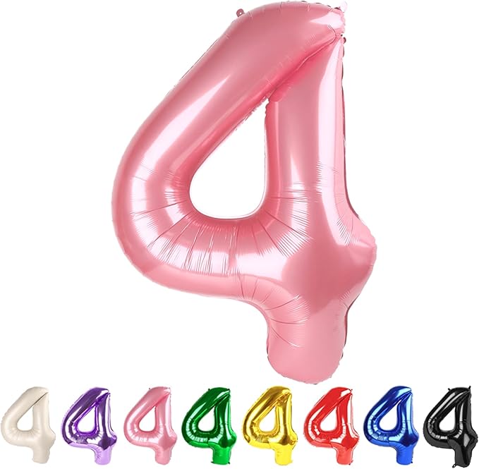 Numbers 4 Balloons Pearl Pink Party Decorations for Women Men, 40 In Big Four Balloons for Engagement, Wedding, Celebration Party, Graduations, Photo Shoot