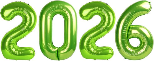 2026 Balloon Numbers - 40 Inch Light Green New Years Eve Party Supplies 2026, Nye Decor Party Decorations Happy New Year, New Years Eve Foil Party Balloons, Graduation Party Decorations