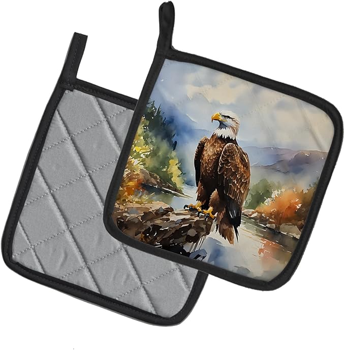 Caroline's Treasures Eagle Pair of Pot Holders Kitchen Heat Resistant Pot Holders Sets Oven Hot Pads for Cooking Baking BBQ, 7 1/2 x 7 1/2