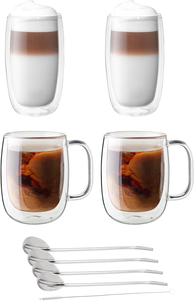 ZWILLING Sorrento Double-Wall Coffee and Beverage 9-pc Glassware Set
