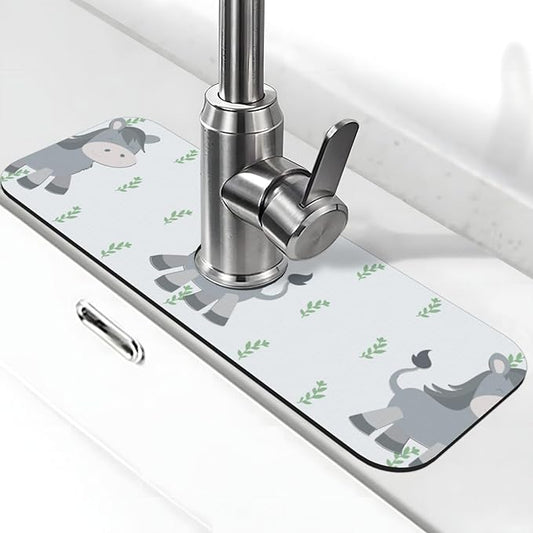 Smiling Donkey Printed Faucet Absorbent mat, Suitable for bathrooms, Kitchens, and Other Sink Areas.