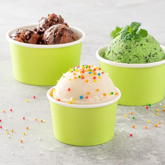 Coppetta 3 Ounce Paper Cups, 200 Durable To Go Cups - Lids Sold Separately, Disposable, Green Paper Dessert Cups, Freezable, For Cafes And Restaurants - Restaurantware