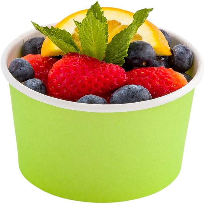 Coppetta 12 Ounce Paper Cups, 200 Durable To Go Cups - Lids Sold Separately, Disposable, Green Paper Dessert Cups, Freezable, For Cafes And Restaurants - Restaurantware