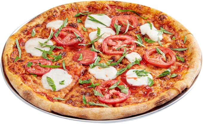 Restaurantware Met Lux 16 Inch Commercial Pizza Pan 1 Coupe Style Pizza Cooking Tray - Heavy-Duty 18-Gauge Aluminum Round Baking Tray Oven-Baking For Pizzas & More