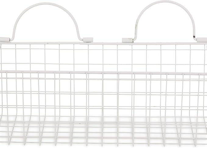 DII Farmhouse Vintage Decor, Wire Wall Basket, Medium, Antique White, 2 Piece