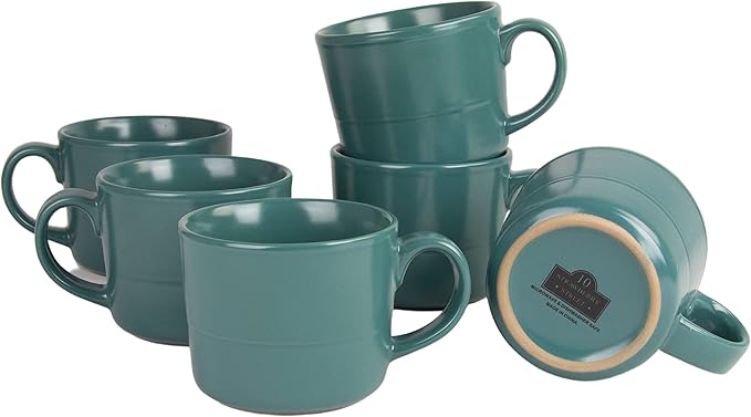 Double Line 3.75"/12 oz Mug, Set of 6, Emerald Green