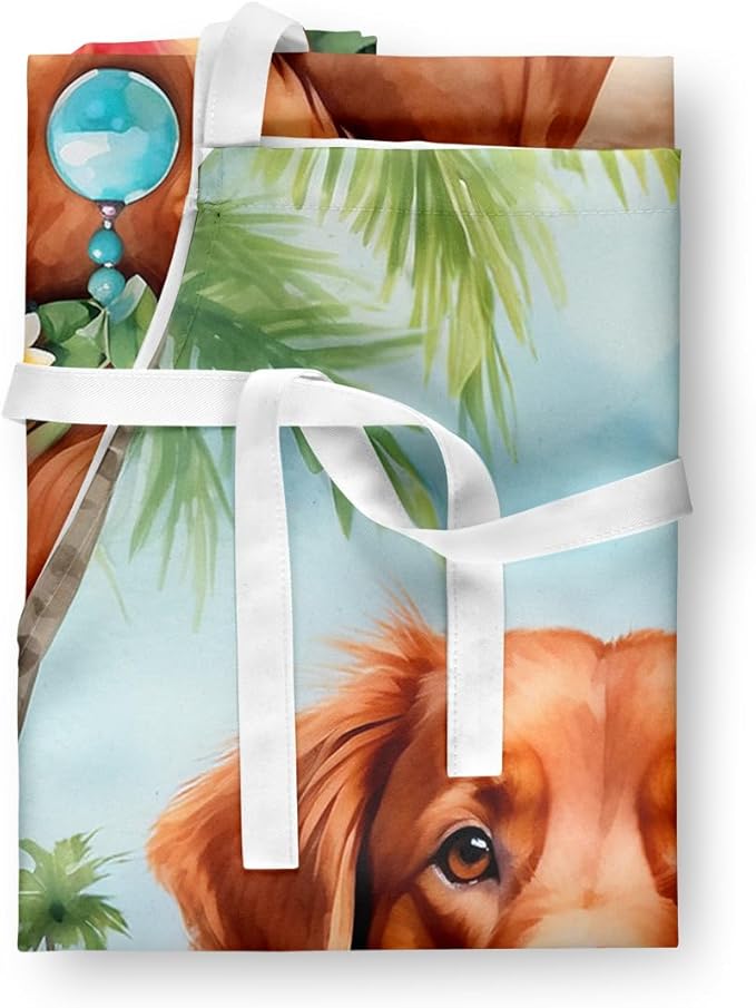 Caroline's Treasures Nova Scotia Duck Tolling Retriever Luau Apron Cooking Kitchen Server Baking Crafts Gardening for Adult Women Men, Unisex, Large, Multicolor
