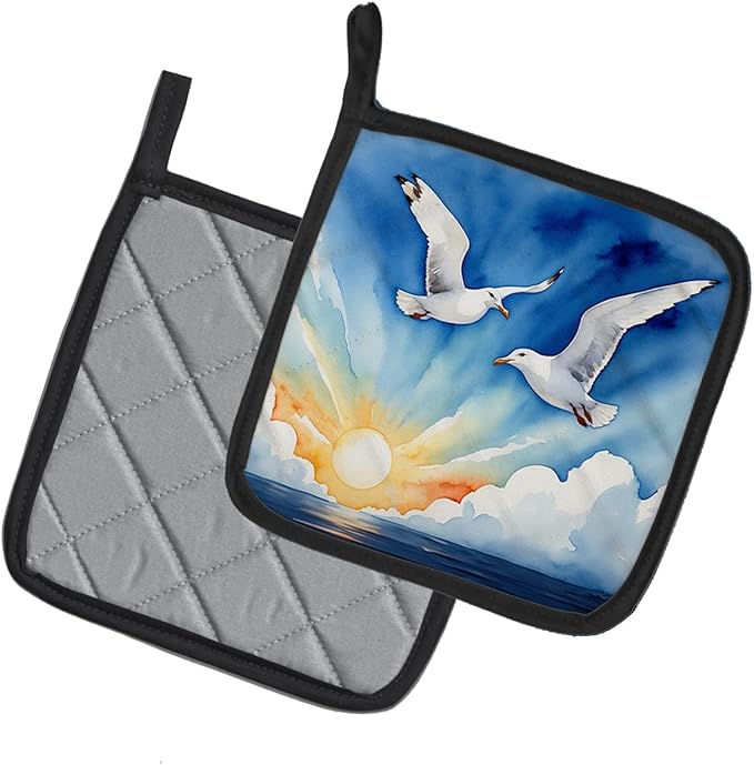 Caroline's Treasures Gulls Soaring High Pair of Pot Holders Kitchen Heat Resistant Pot Holders Sets Oven Hot Pads for Cooking Baking BBQ, 7 1/2 x 7 1/2