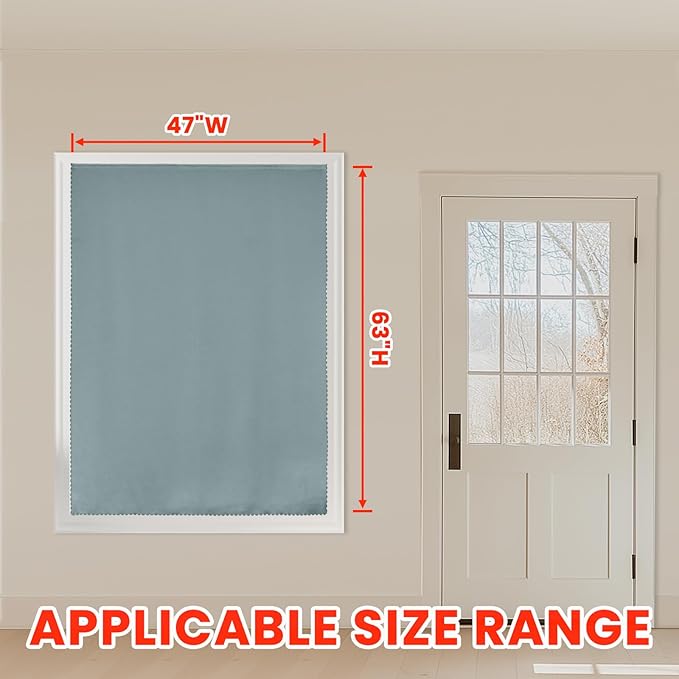 AJAZZ self Adhesive Portable 100% Blackout Curtains Simple and Easy to installBedroom Window Thermal Lnsulated Kitchen Room Darkening Black Small Drapes 1-Pack