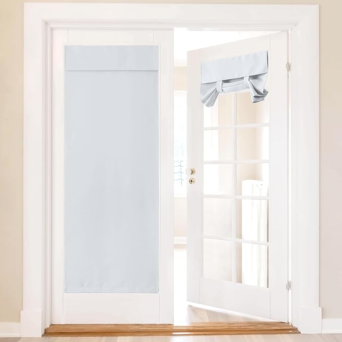 NICETOWN Door Blinds for Living Room Window, Thermal Insulated Curtains for Covering Privacy Tricia French Front Door Curtain for Kitchen, 1 Panel, 36 x 80 inches Long, Greyish White