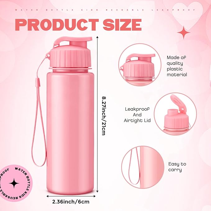 Mifoci 20 Pieces Water Bottle Bulk 17 oz Plastic Water Bottles Bulk Gym Sports Adults Reusable Large Bottles with Leak Proof Flip Top for Party Outdoor (Solid Pink)