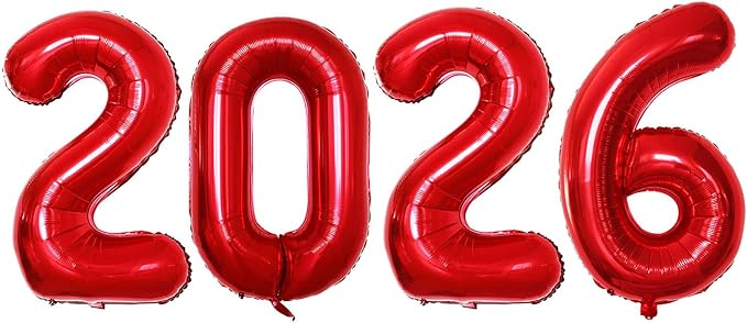 GOER 42 Inch 2026 Red Foil Number Balloons for 2026 New Year Eve Festival Party Supplies Graduation Decorations