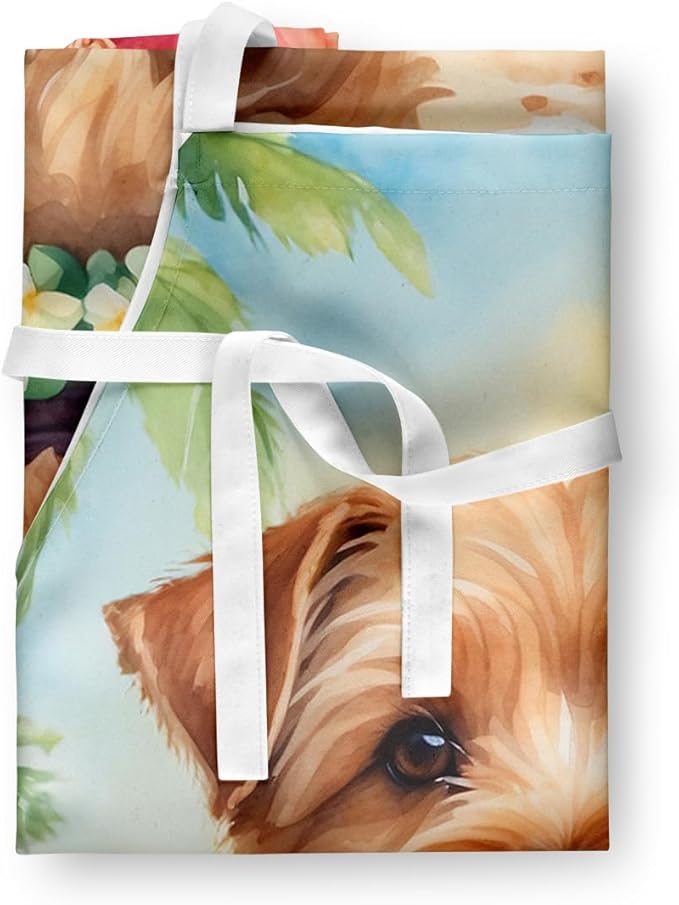 Caroline's Treasures Norfolk Terrier Luau Apron Cooking Kitchen Server Baking Crafts Gardening for Adult Women Men, Unisex, Large, Multicolor