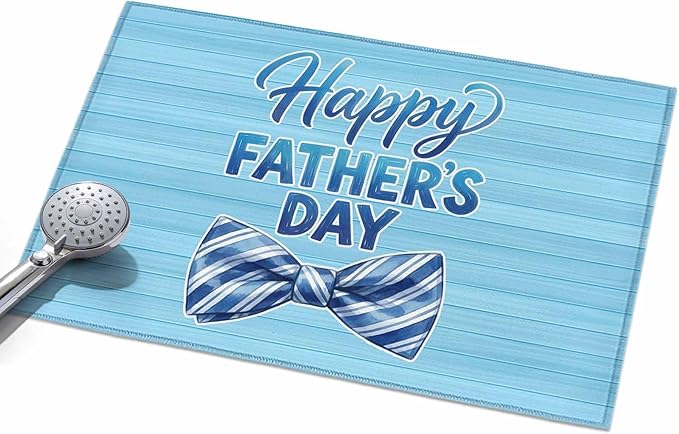 Area Rug 2x3ft, Father's Day Vintage Plank Washable Rugs for Living Room Bedroom, Cartoon Blue Stripes Bow Soft Non-Slip Area Rugs Rectangle Floor Carpet for Dining Room