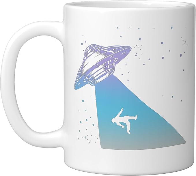 Flying Saucer UFO, Astronauts are Aliens Ceramic Mug, White