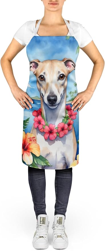 Caroline's Treasures Whippet Luau Apron Cooking Kitchen Server Baking Crafts Gardening for Adult Women Men, Unisex, Large, Multicolor