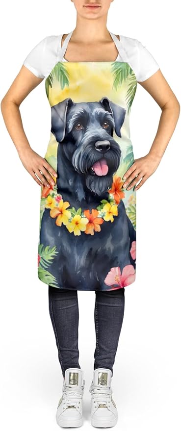Caroline's Treasures Giant Schnauzer Luau Apron Cooking Kitchen Server Baking Crafts Gardening for Adult Women Men, Unisex, Large, Multicolor
