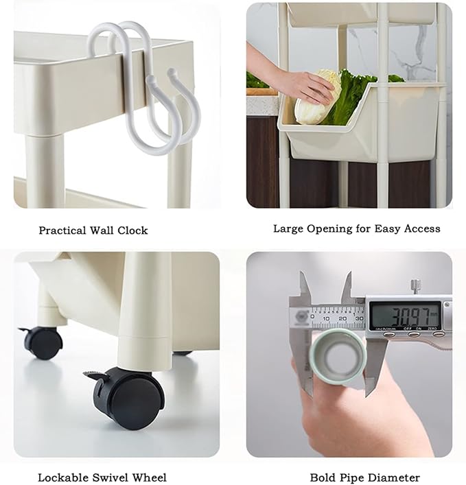 Kitchen Storage Rack Kitchen Plastic Vegetable Rack Floor-to-Ceiling Multi-Layer Vegetable Shelf Vegetable Basket Storage Basket Supplies Household Storage Shelves (Color : B) (1)