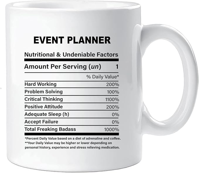 Funny Gift for Event Planner, Event Planner Nutrition Mug, Best Event Planner Gift Ideas, Graduation, Funny Event Planner Birthday Mug