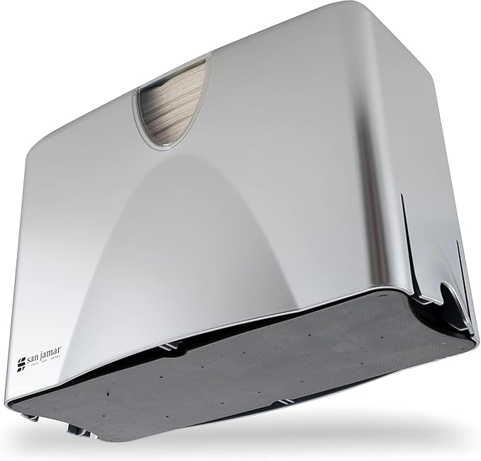San Jamar Countertop Paper Towel Dispenser Holds Multifold, C-Fold, Or Singlefold Towels for Bathroom, Restaurants, Cafes, Fast Food, Plastic, 9 X 12.25 X 6 Inches, Silver