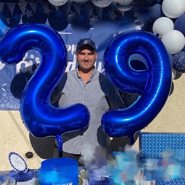Navy Blue Birthday Balloons Numbers, Balloons 2 Number for Babies Puppies, Balloon Number for 2, 12, 22, 2025, 2026 Graduation Party Wedding Baby Shower