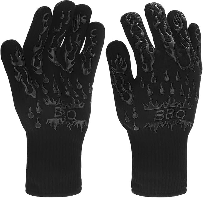 M METERXITY 1-Pair BBQ Gloves, 1472°F Heat Resistant Non-Slip Grilling Oven Gloves for Barbecue/Baking/Cooking [S Size, Black]