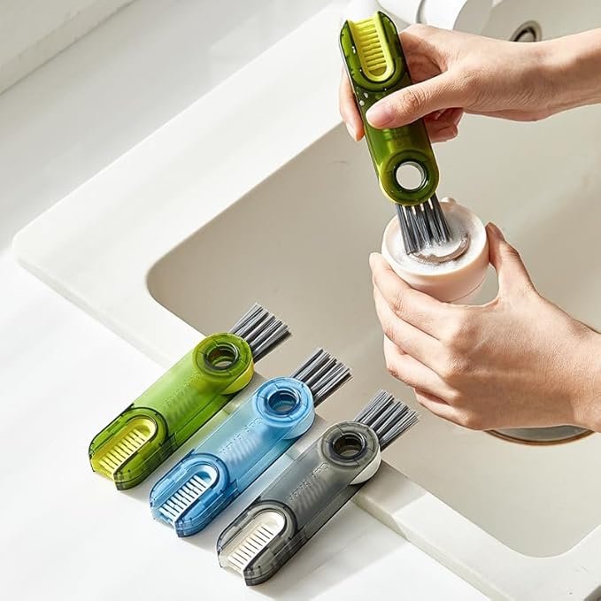 3-in-1 Cup Lid Cleaning Brush(3Pcs, Blue)-Multifunctional Bottle Gap Cleaner Tool for Water Bottle, Lid Crevice, and Hard-to-Reach Spaces