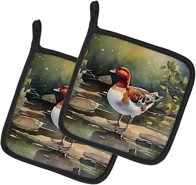 Caroline's Treasures Redhead Duck Pair of Pot Holders Kitchen Heat Resistant Pot Holders Sets Oven Hot Pads for Cooking Baking BBQ, 7 1/2 x 7 1/2