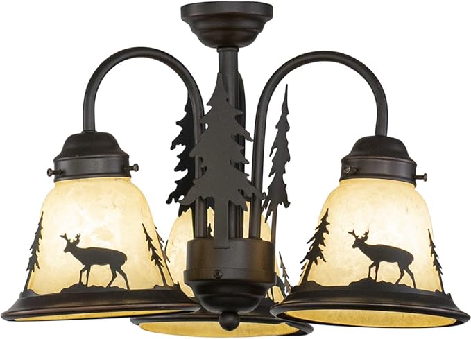 VAXCEL Bryce 3L LED Bronze Rustic Deer Mini Chandelier or Fan Light Kit