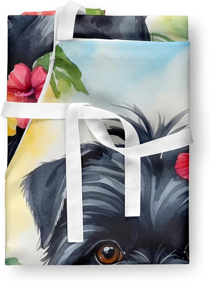 Caroline's Treasures Affenpinscher Luau Apron Cooking Kitchen Server Baking Crafts Gardening for Adult Women Men, Unisex, Large, Multicolor