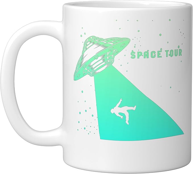 Flying Saucer UFO, Astronauts are Aliens Ceramic Mug, White