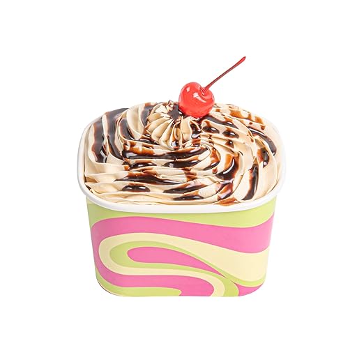 Coppetta 12 Ounce Dessert Cups, 50 Greaseproof Ice Cream Cups - Lids Sold Separately, For Hot And Cold Foods, Pastel Groove Paper Yogurt Bowls, Disposable, Sturdy - Restaurantware