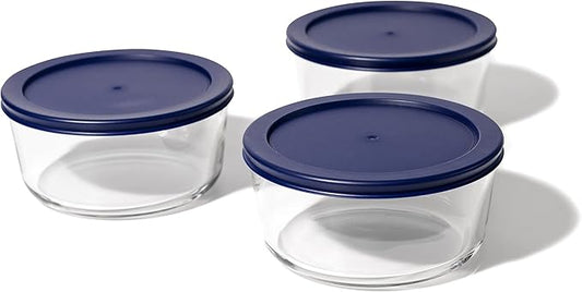 DURA LIVING 6-Piece Glass Food Storage Containers Set (3 Containers + 3 BPA-Free Lids) | 4-Cup, Leakproof | Microwave, Freezer, Oven & Dishwasher Safe | Ideal for Meal Prep & Pantry Organization