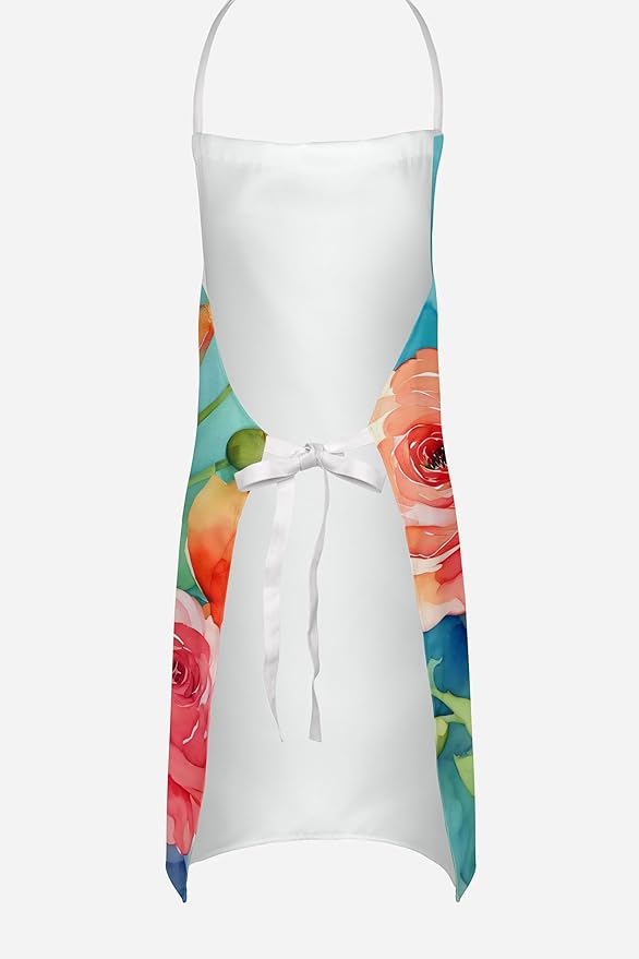 Caroline's Treasures Ranunculus in Watercolor Apron Cooking Kitchen Server Baking Crafts Gardening for Adult Women Men, Unisex, Large, Multicolor
