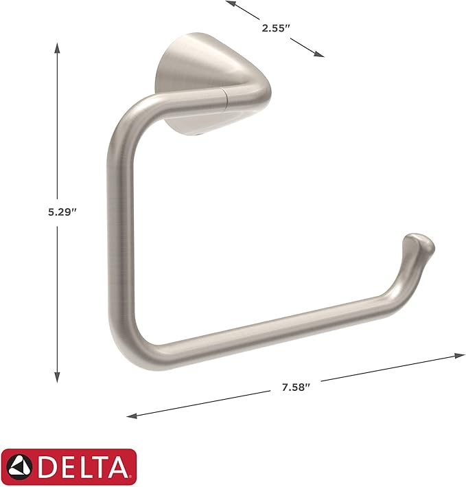 Delta Arvo (1-Pack) Hand Towel Holder SpotShield Brushed Nickel Towel Racks for Bathroom Wall Square Towel Ring Holder for Bath Towel Hanger for Kitchen, Bathroom Accessories ARV46-DN