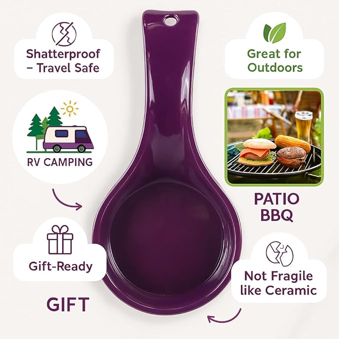 Reston Lloyd Kitchen Counter Utensil Spoon Rest, Ladles, Spaghetti Forks, & Spatulas, Durable BPA-Free Plastic – Dishwasher Safe, Décor, Space Saving Hanging Hole on Handle, Magenta