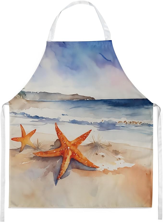 Caroline's Treasures Starfish Apron Cooking Kitchen Server Baking Crafts Gardening for Adult Women Men, Unisex, Large, Multicolor