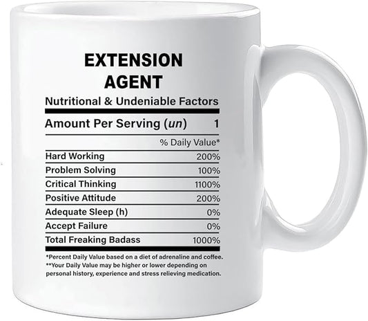 Funny Gift for Extension Agent, Extension Agent Nutrition Mug, Best Extension Agent Gift Ideas, Graduation, Funny Extension Agent Birthday Mug