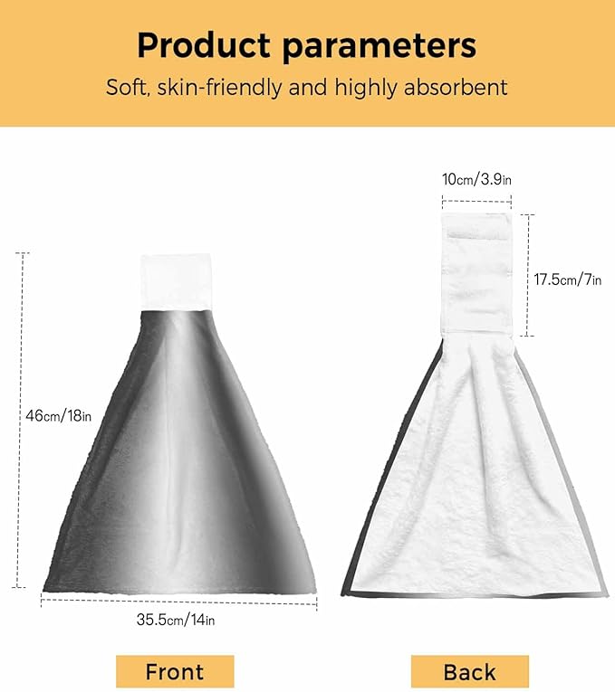Alandar Home Kitchen Tie Towel Set of 1, Black Gray Gradient Watercolor Absorbent Soft Hand Towels for Bathroom Hanging Towels, Modern Abstract Art Fast Drying Cleaning Cloth with Loop