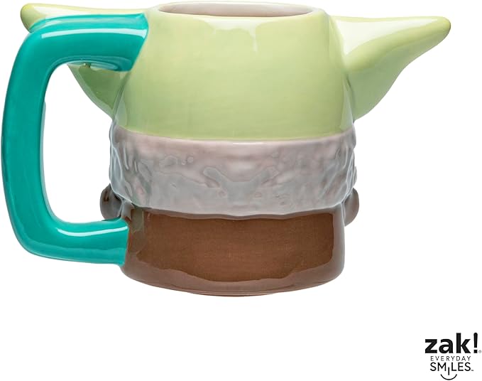 Zak Designs Star Wars The Mandalorian Sculpted Ceramic Coffee Mug for Hot Drinks, Collectible Keepsake with Unique 3D Character (12 oz, Grogu)