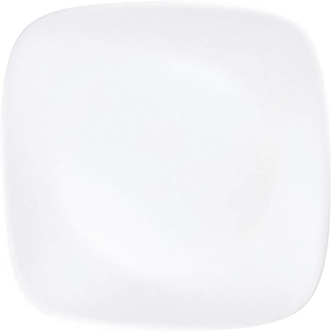 Corelle J2206-N CP-8903 Square Plate, Width: 6.5 Inches (16.5 cm), Shatter-Resistant, Lightweight, Winter Frost White, Small