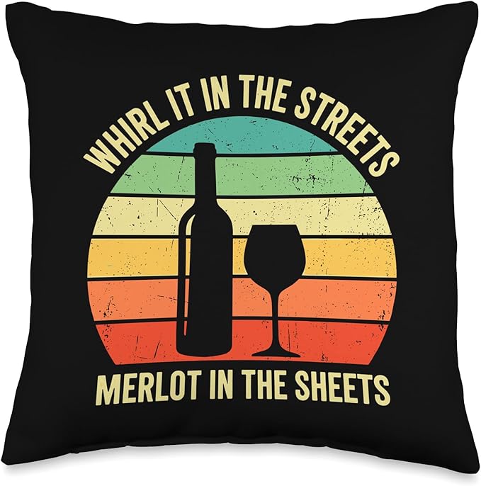 Whirl It Streets Merlot in The Sheets Sunset Bottle Glass Throw Pillow