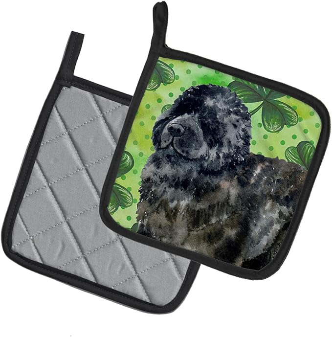 Caroline's Treasures BB9845PTHD Newfoundland St Patrick's Pair of Pot Holders, Green Kitchen Heat Resistant Pot Holders Sets Oven Hot Pads for Cooking Baking BBQ, 7 1/2 x 7 1/2