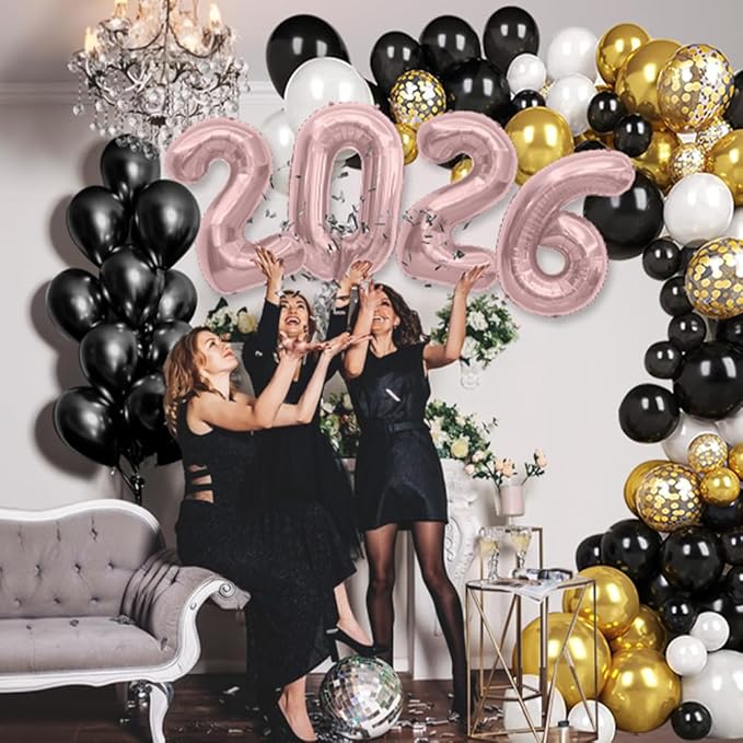 2026 Balloons, 40 Inch 2026 Number Balloons Rose Gold 2026 Balloon Large Foil New Year Balloon Numbers 2026 Mylar Baloons for Birthday Christmas Graduation New Years Eve Party Supplies Decorations